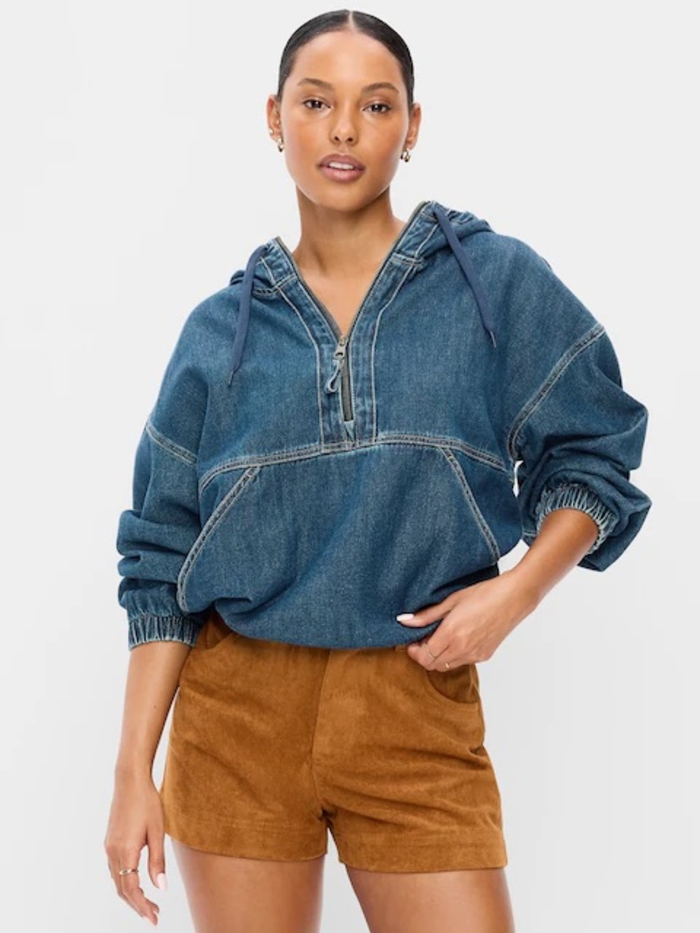 Old Navy Denim Popover Hooded Jacket - Blue